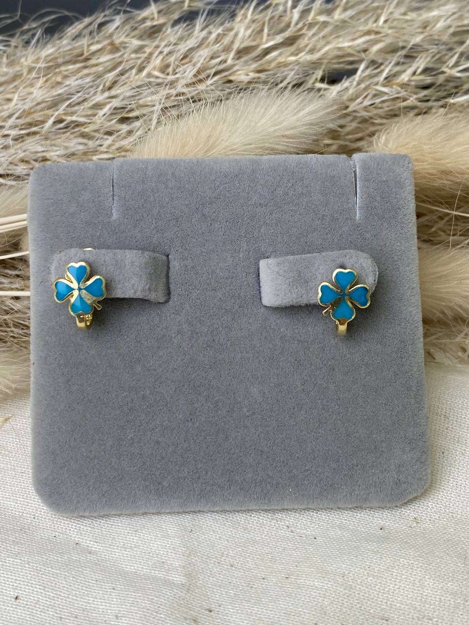 Серьги детские из желтого золота  585 пробы